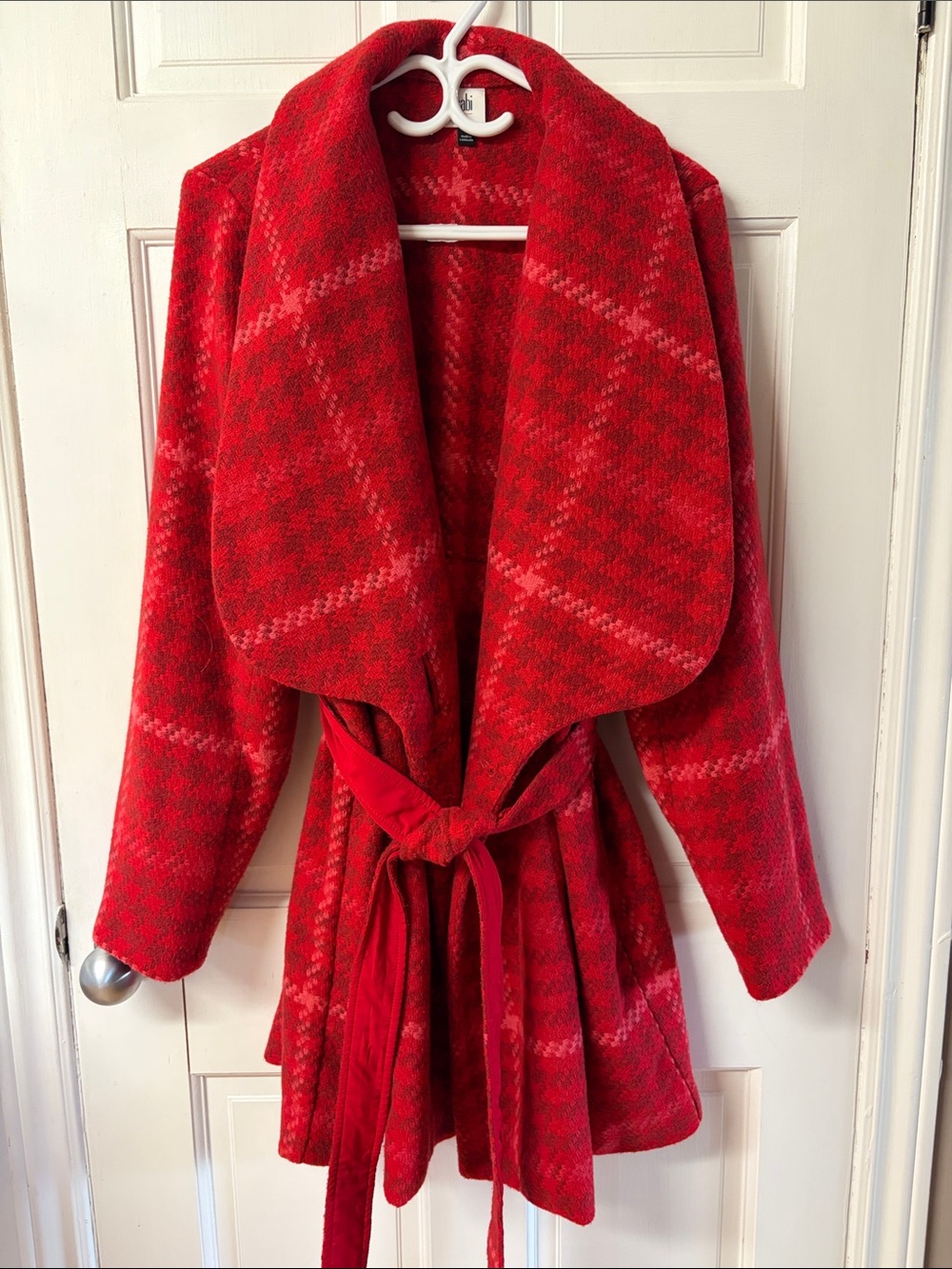CAbi Red Plaid Evita Coat Jacket, Style #4295, Size XL
